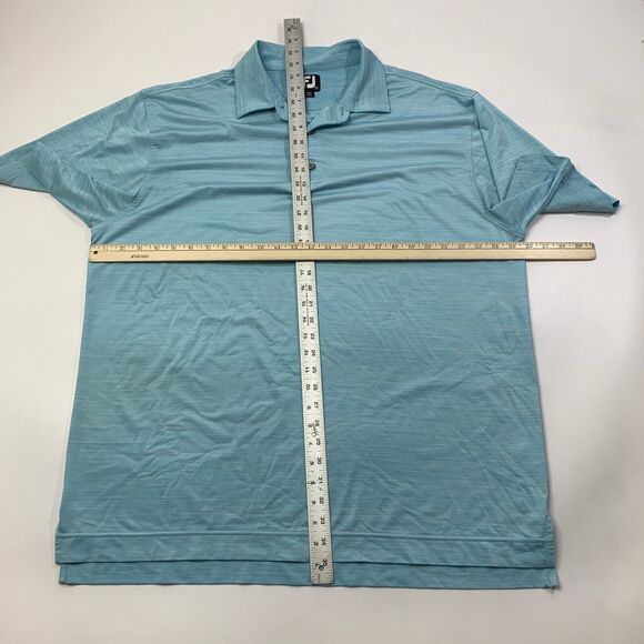 FJ FootJoy Polo Shirt Mens XL Extra Large Sky Blue Prescott Golf Club Droptail - Picture 8 of 13